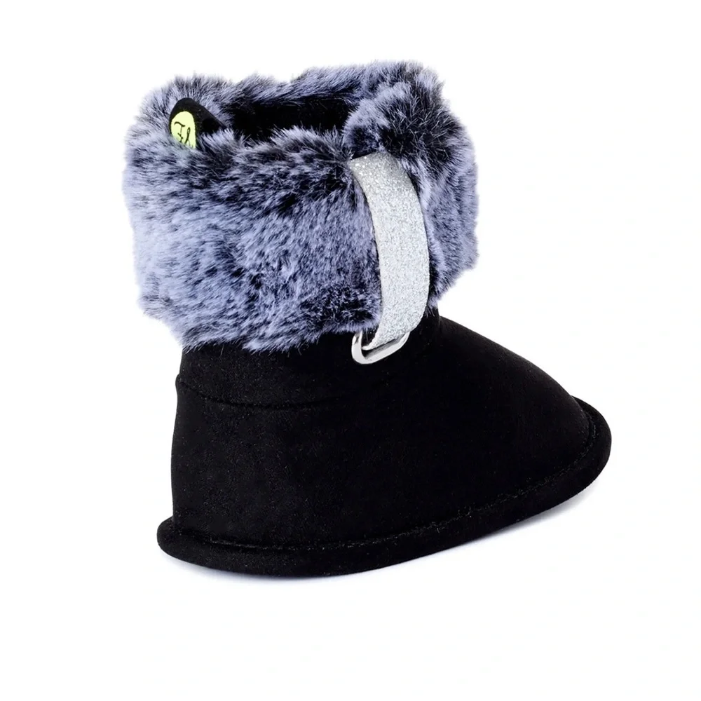 NWOT First Steps by Stepping Stones Infant Faux Fur Buckle Soft Sole Sz 0-3 Mths